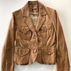 Caramel Leather Western Stitched Leather Blazer